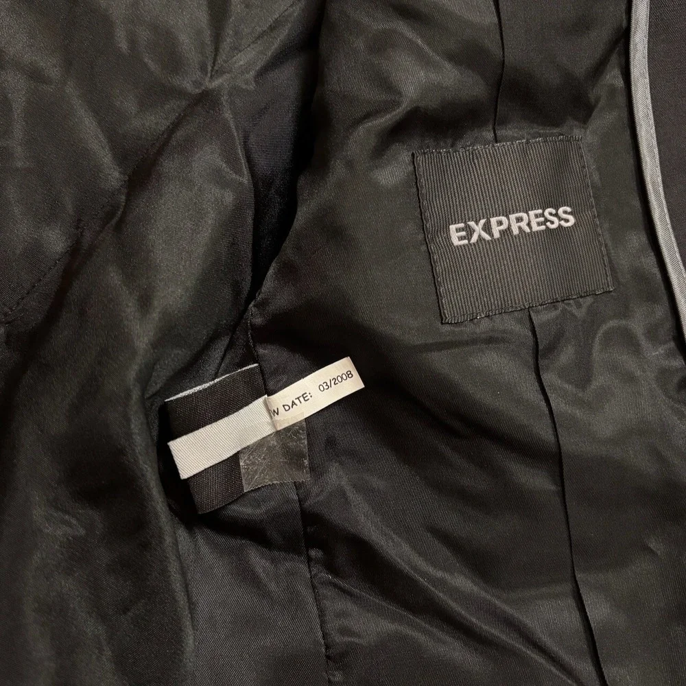Express Mens Black Wool Blazer Size 38S Single Breasted Classic‎ Preppy